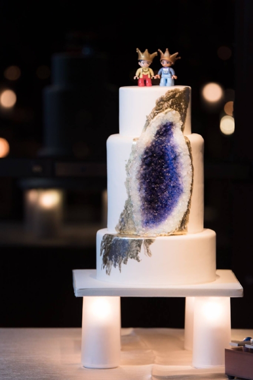lisa stoner events- four seasons orlnado - geode wedding cake - lego grooms cake topper- unique wedding cakes- central florida same sex weddings.jpg